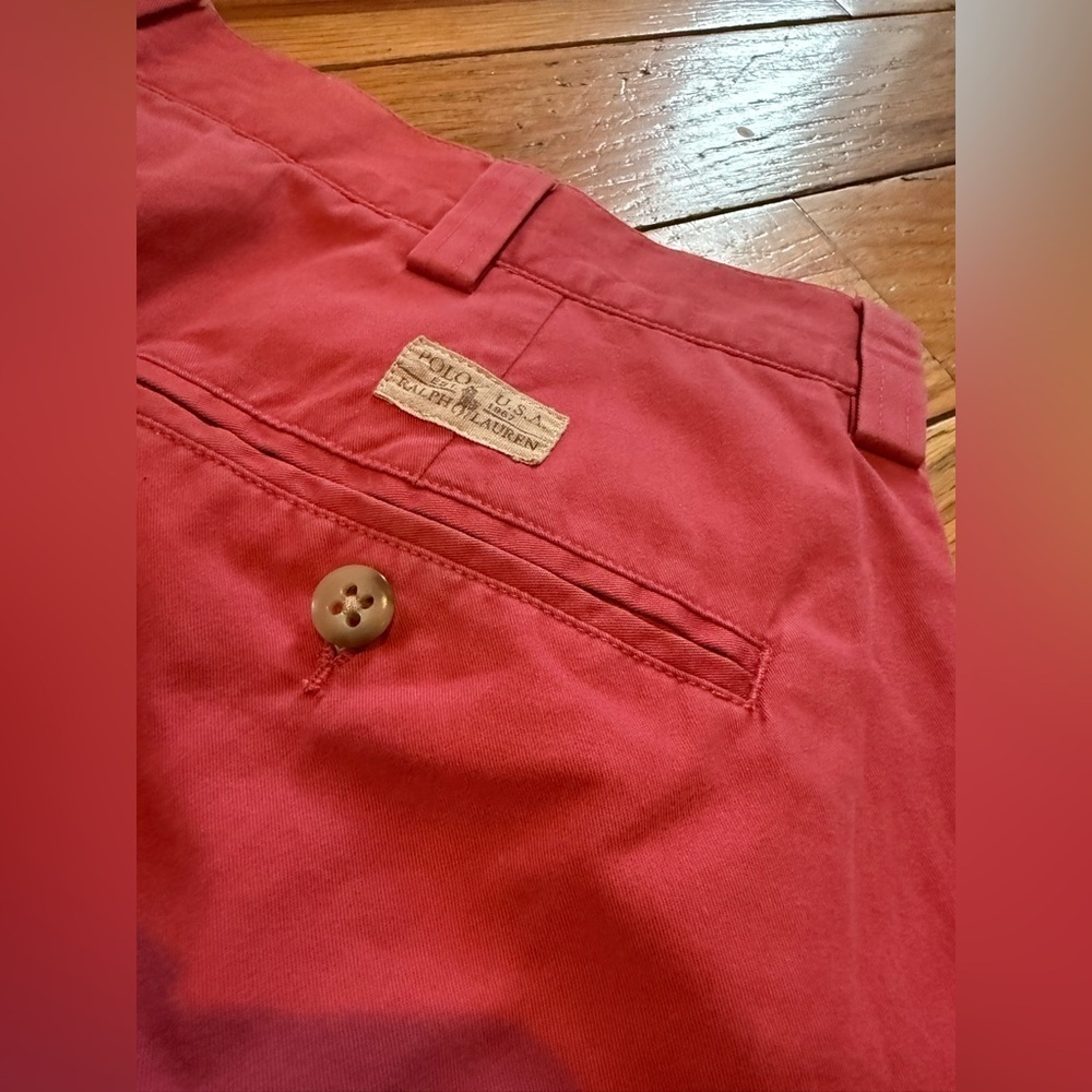 VTG Polo Ralph Lauren Philip Pants Men 34x30 Chino Relaxed Baggy Y2K Salmon Pink - Picture 9 of 14
